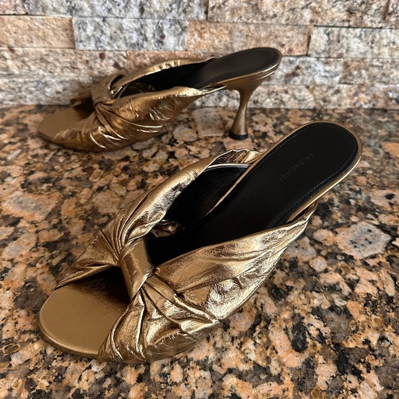 Balenciaga Women's Drapy Slide Sandal Gold - Picture 3 of 9